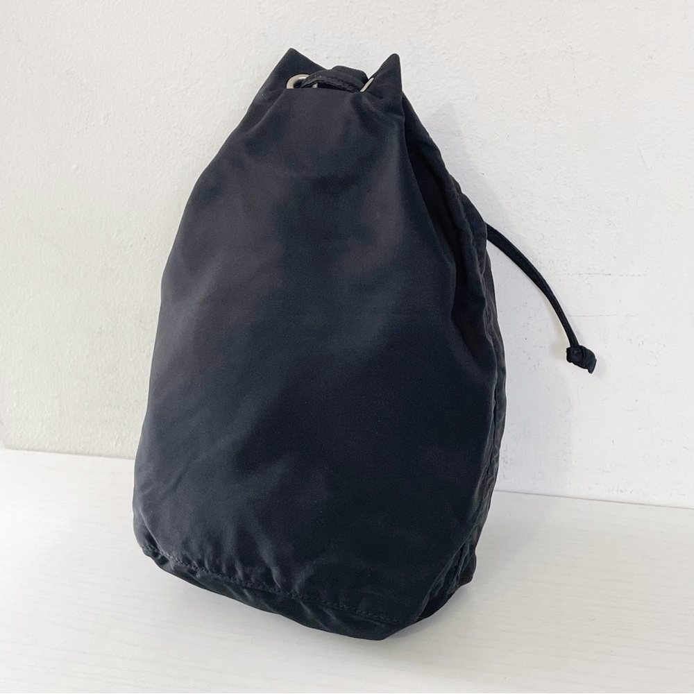 Prada black nylon triangle logo drawstring cosmetic pouch bag - Picture 4 of 10